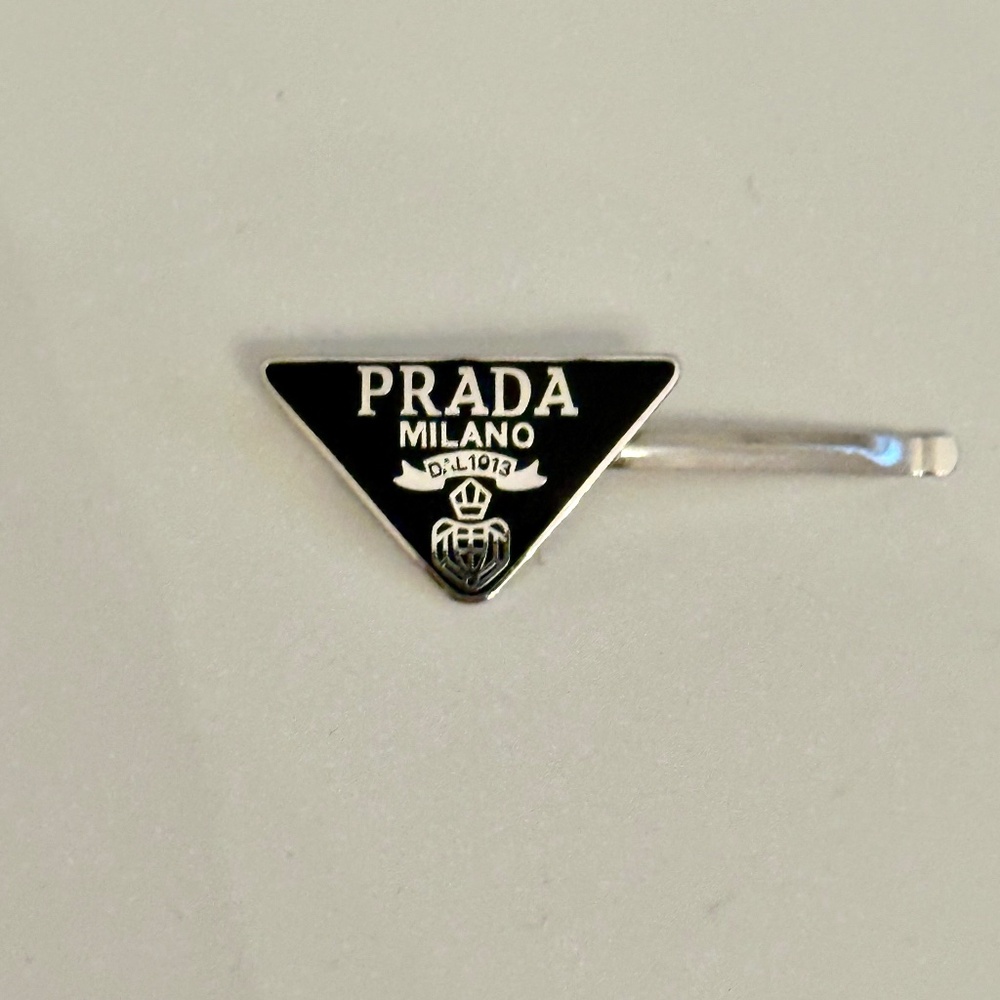 Prada Triangle Logo Hair Pin/Clip